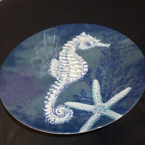 Blue Seahorse and Starfish Plate.